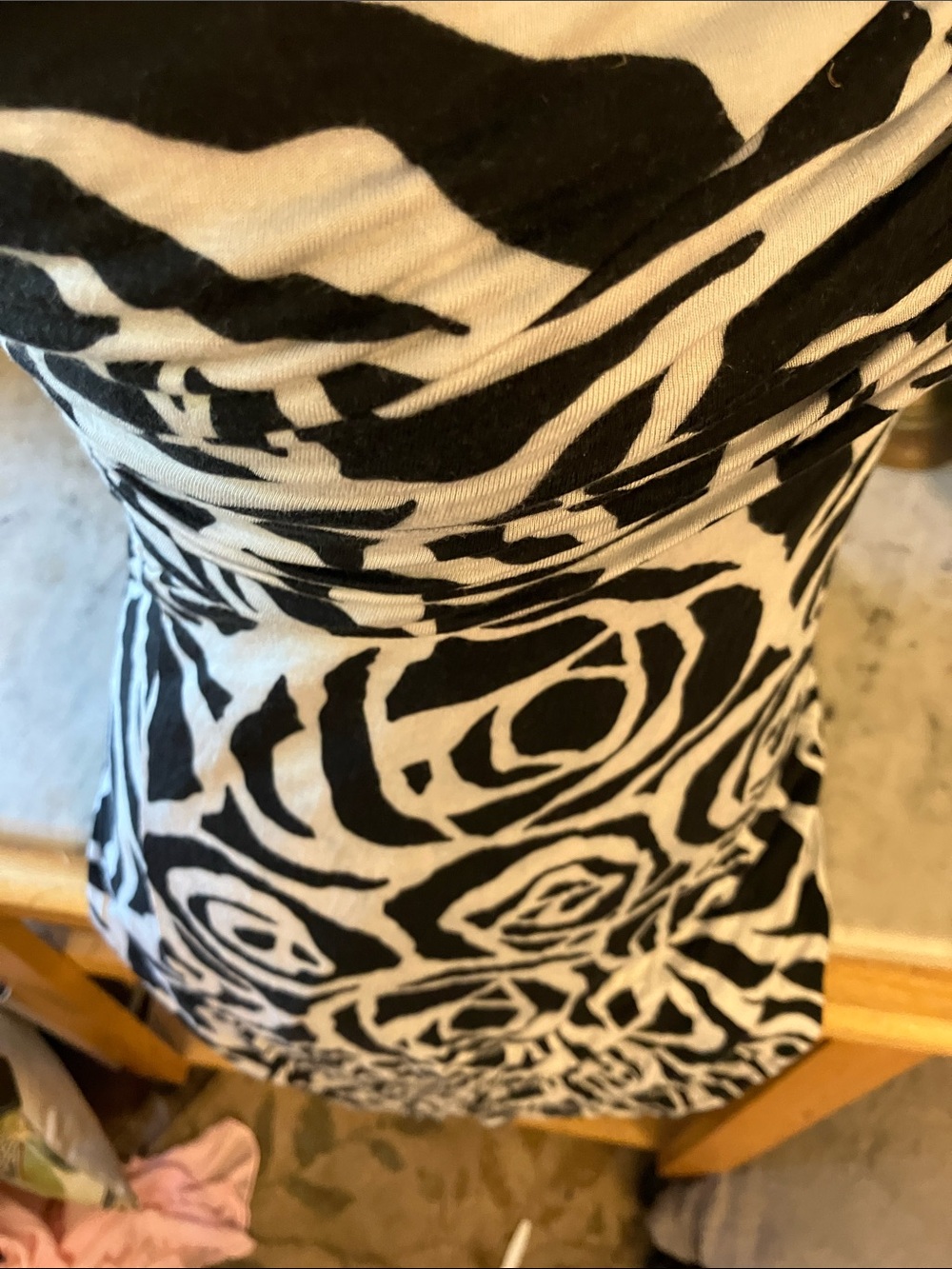 bebe Black and White Strapless Rose-Print Dress - Picture 7 of 13